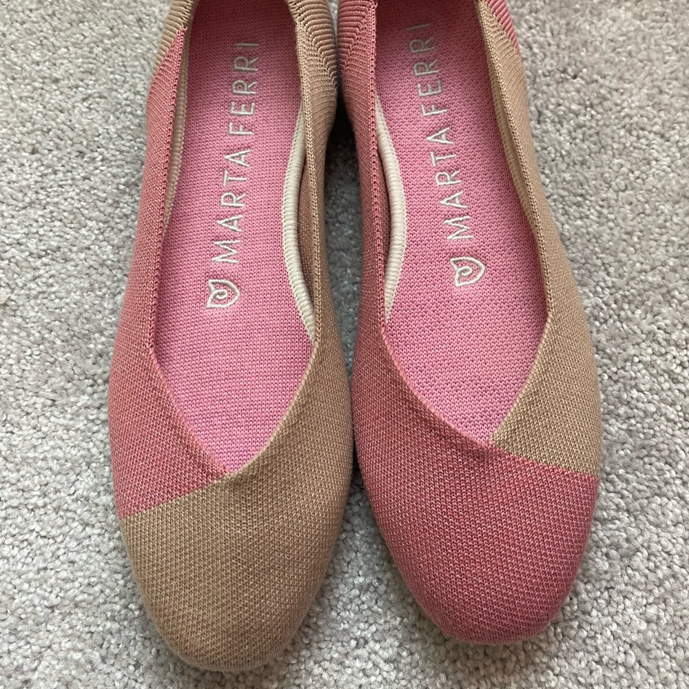 Rothys x Marta Ferri camel/rose squares 9.5